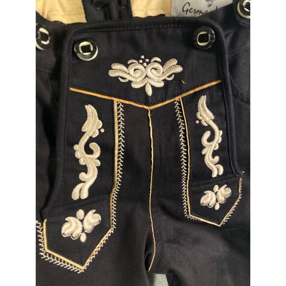 Men's Black Bavarian Lederhosen Jeans Suspenders Pants Sz 46 XS German - Picture 9 of 17